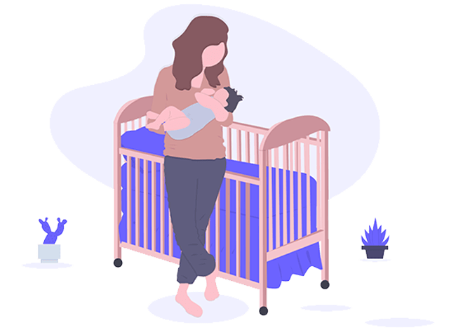 Ilustração de uma mãe com seu bebê